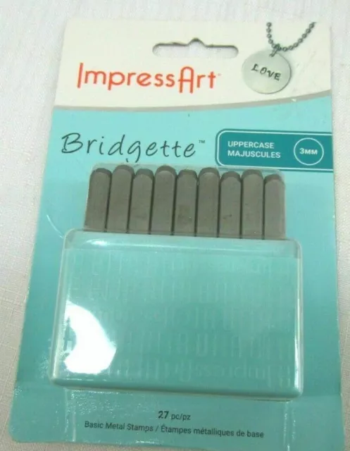 Impressart Bridgette 3mm Mayúsculas Metal Sello 27pc Set, Joyería,