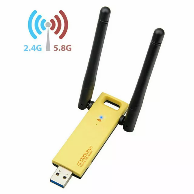 USB 3.0 1200Mbps Long Range AC1200 Dual Band 5GHz Wireless WiFi Adapter Antennas 3