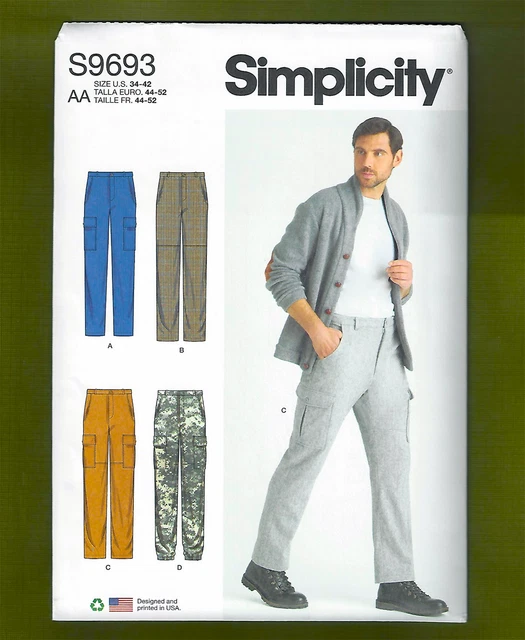 MEN'S CARGO PANTS Sewing Pattern 4 Variations! (Sizes 3442