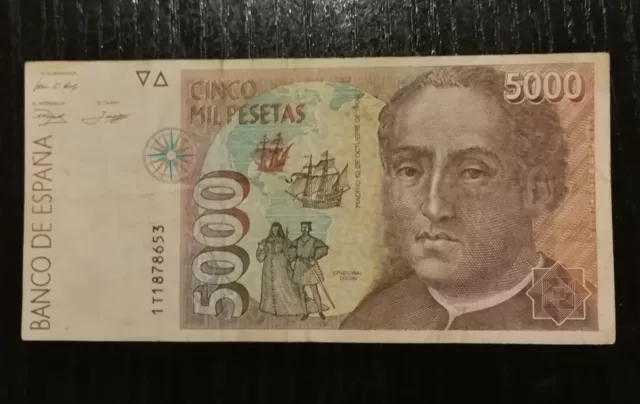 Feliciano España billete de 5.000 pesetas año 1992 B.C. Critobal Colon ,Original