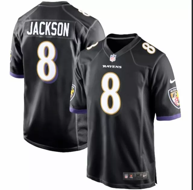 Baltimore Ravens Lamar Jackson Jersey, Size XL - Black Stitched