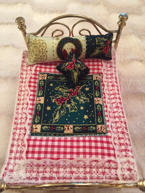 Dolls House Bedding Reversible.Different Patterns/Quilt,cushion,Pillow