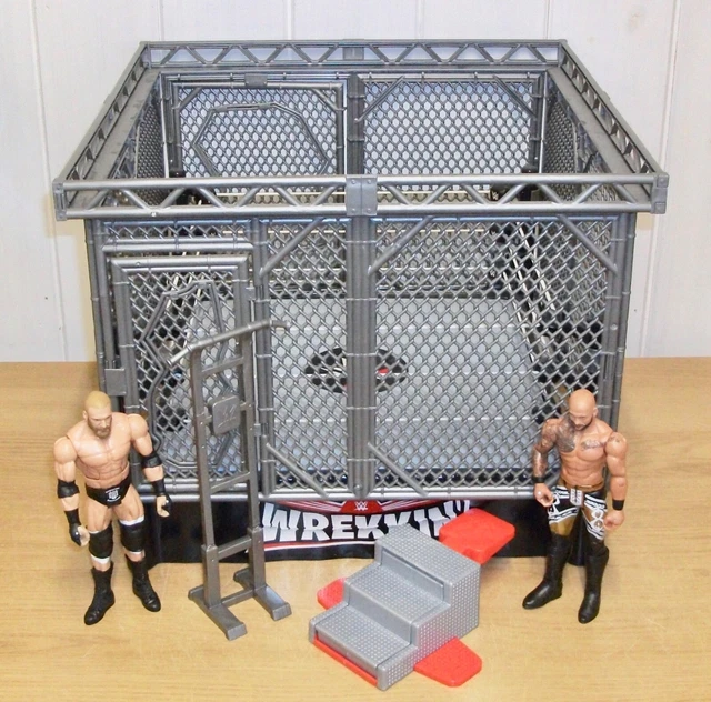 WWE WREKKIN Steel Cage wrestling ring play set w Triple H