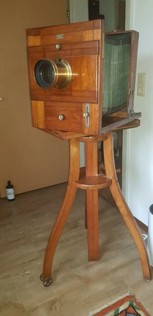   Große Holzkamera Platten  Atelierkamera  1900 Objektiv Portrait von Rodenstock