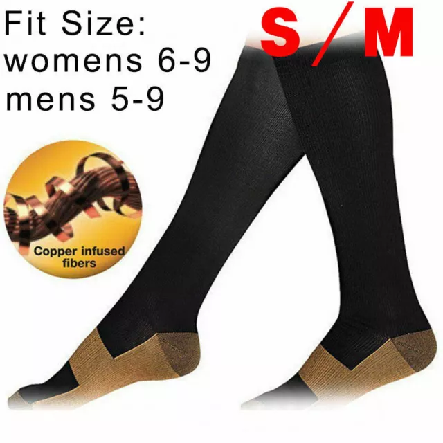 5 Pairs Copper Compression Socks 20-30mmHg Graduated Support Mens Womens S/M-XXL