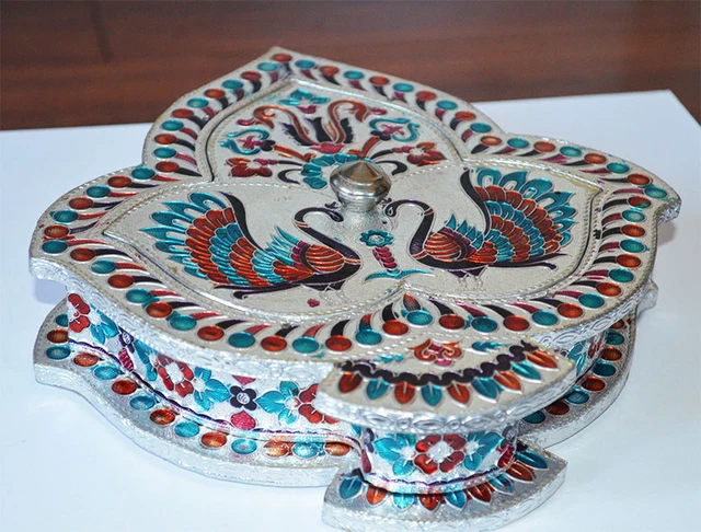 Wood Metal Enameling Work Utility Box, Decorative Box, Multipurpose Box