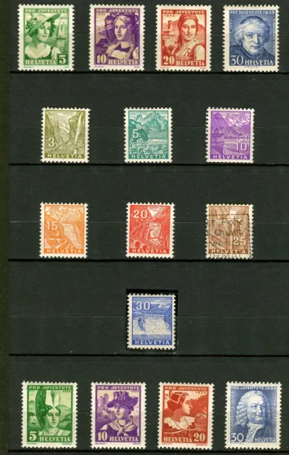 Suisse Helvetia 1933 1934 15 timbres neufs sans charnière Pro Juventute