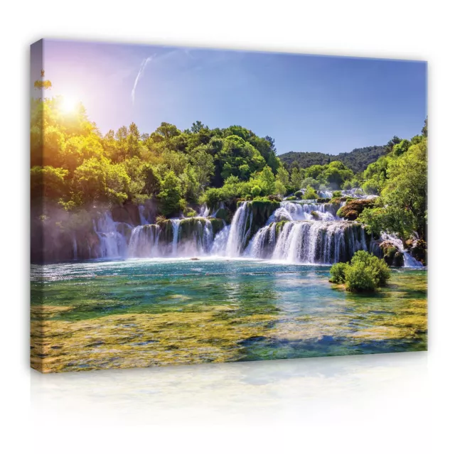 WASSERFALL NATUR Leinwandbild Groß Wandbilder Leinwand Bilder Canvas Wandbild 13