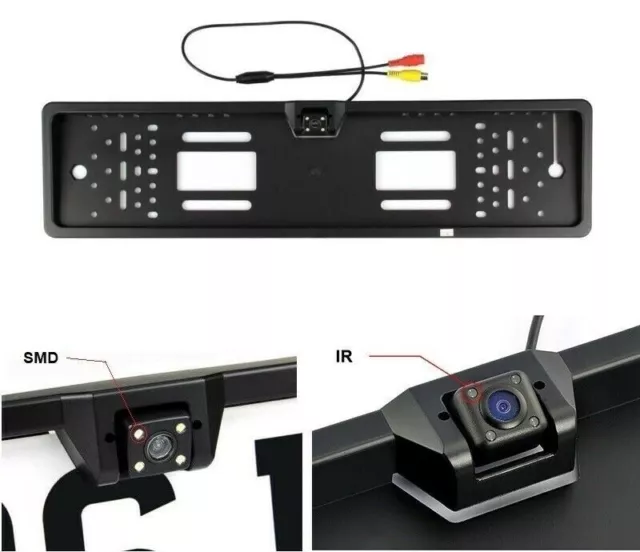 Kit Portatarga Con Telecamera Retromarcia 4 Led Porta Targa Visione Notturna