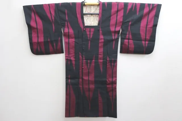 8758A1 Silk Vintage Japanese Kimono Haori Jacket Yabane 3
