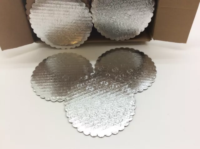 W Packaging WPSCC06 6" Silver Cake Circle Corrugated 100 pack