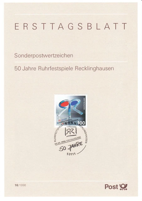 Bund ETB Nr. 16/1996 - 50 Jahre Ruhrfestspiele Recklinghausen
