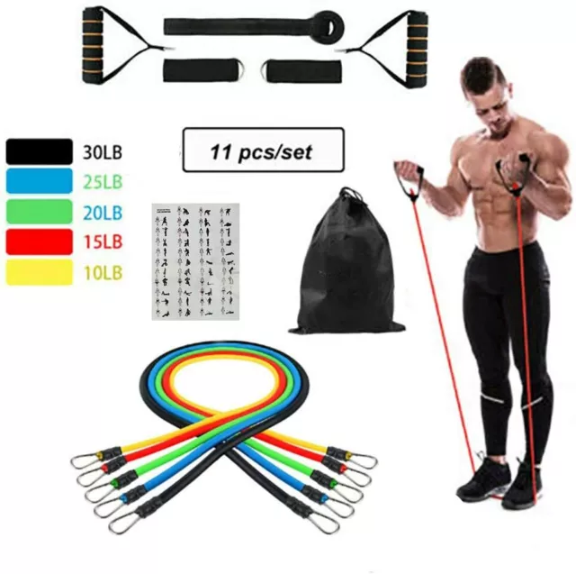 Resistance Bands Workout Exercise YOGA 11 Piece Set with Fitness Tubes