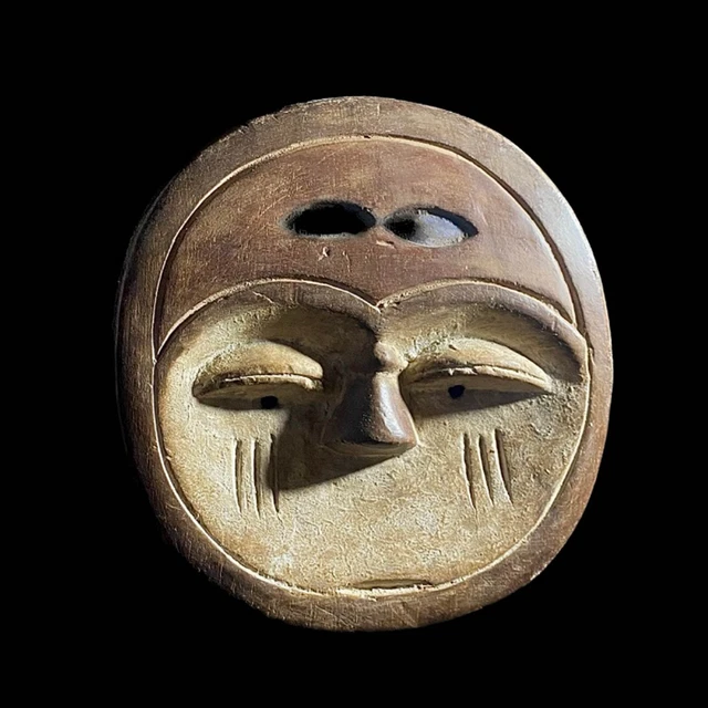 African Mask Tribal Face Mask Wood Hand Carved Wall Hanging Lega Mask-6947