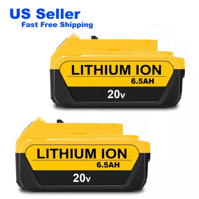 2 Pack Lizone 6.5Ah for Dewalt 20V Max XR 6.0AH Li-Ion Battery DCB206-2 DCB205-2