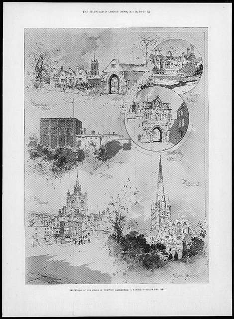 1894 Antique Print - NORFOLK Norwich Cathedral Castle Bishops Palace   (131)