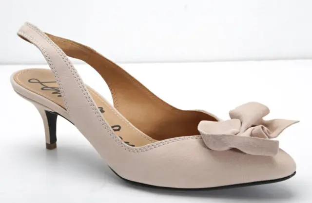 LANVIN 2011 Womens Nude Leather Bow Pointed-Toe Kitten-Heel Slingbacks 9-39 NEW