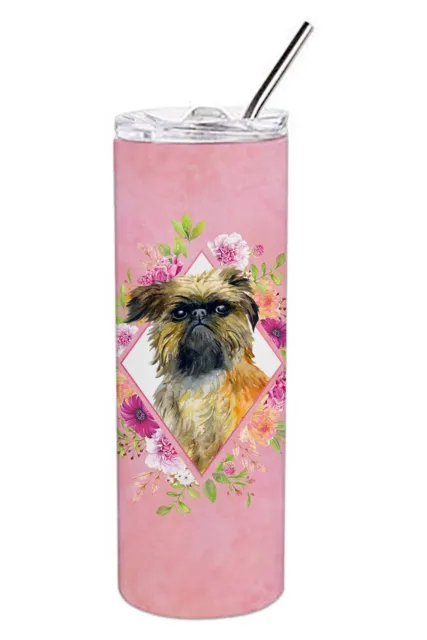 Brussels Griffon Flowers Stainless Steel 20 oz Skinny Tumbler CK4123TBL20 New