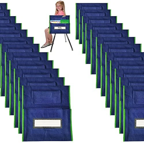 ABCKEY Chair Pockets for Classroom with Name TagsWaterproof Chair Organizer f...