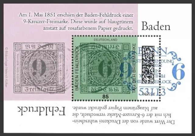 Bund Mi.Nr. Block 90 (2022) gestempelt mit EVST Bonn/Tag der Briefmarke