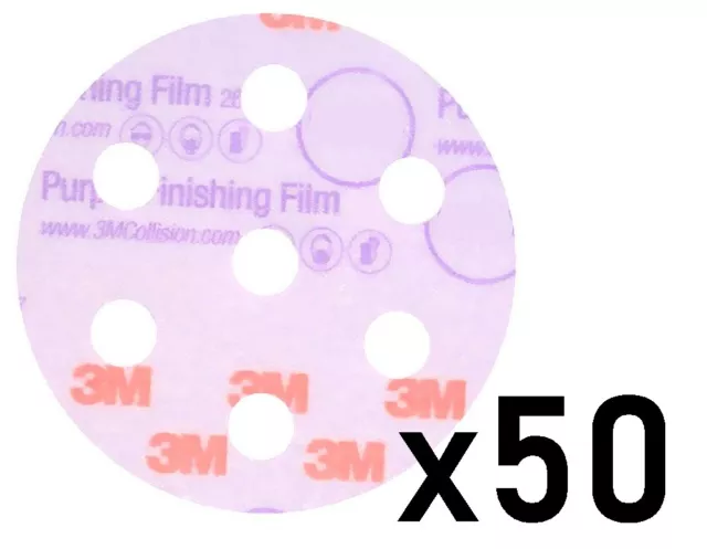 3M Finishing Film Discs Dust Free 51585 (50 Pack) P1000 90mm 3.5in Purple Hookit