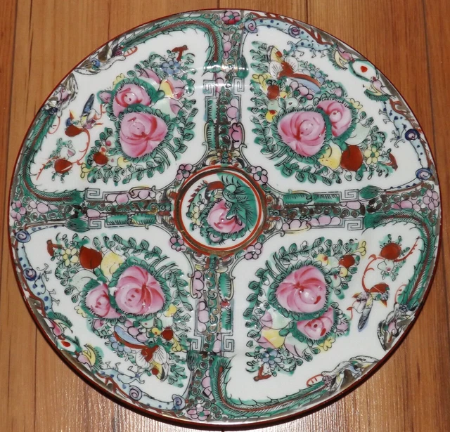 ANCIENNE ASSIETTE FAÏENCE de l'Est. Oiseau posé sur panier de fleur EUR