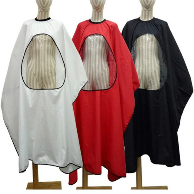 Hair Cutting Barber Cape With View Window Phone Viewing Apron Stylist Gown Cloth