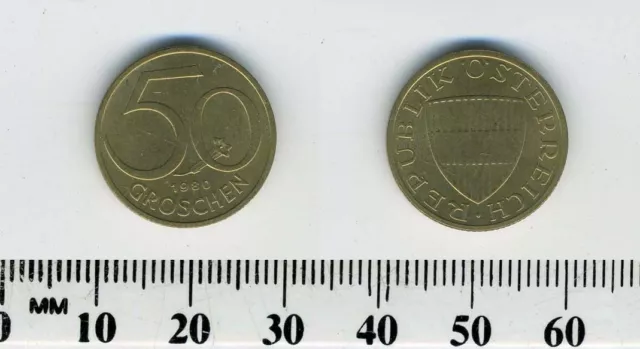 Austria 1980 - 50 Groschen Aluminum-Bronze Coin - Austrian Shield