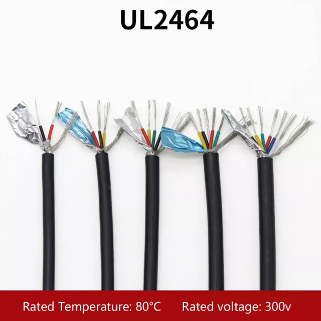 UL2464 PVC 2-25 Core Shielded Wire 22/24/26AWG Audio Signal Cable Tinned Copper