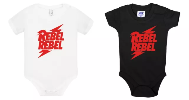 Body bimbo bambino bambina Rebel Rebel bowie rock bebè cotone stampa rossa