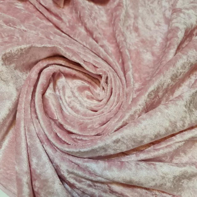 Pale Pink Velvet Fabric Crushed Velour Stretch Dress Craft Material 58" Meter