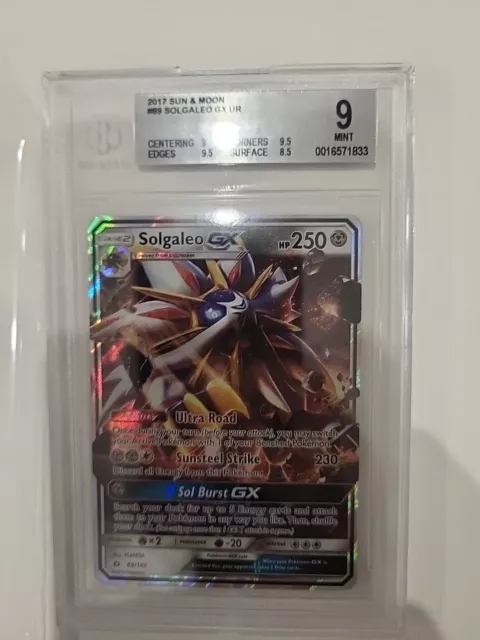 Pokémon TCG Solgaleo GX Sonne & Mond Basis Holo Ultr Beckett bewertet 9