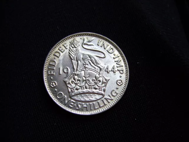 1944 King George VI  English Shilling.  Good Grade. .500 Silver Coin.