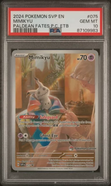 Svp En-Sv Black Star Promo 075 Mimikyu Paldean Fates Pokemon Centre Etb Psa 10