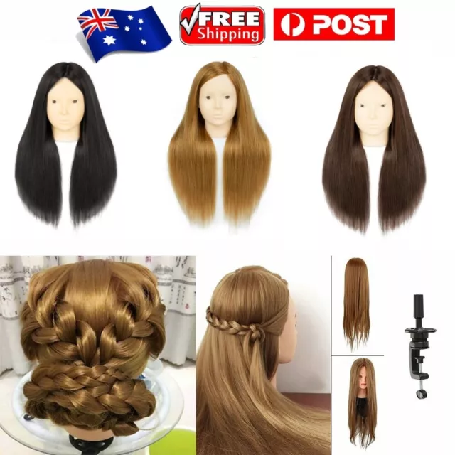 60CM Human Hair Training Head Salon Hairdressing Practice Styling Mannequin Doll