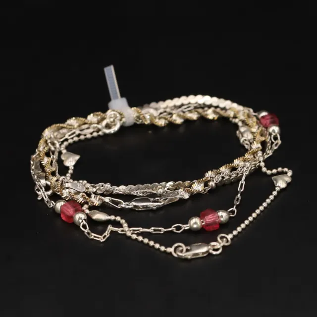 Sterling Silver - Lot of 5 Assorted Bead Rope Herringbone Chain Bracelets - 12g