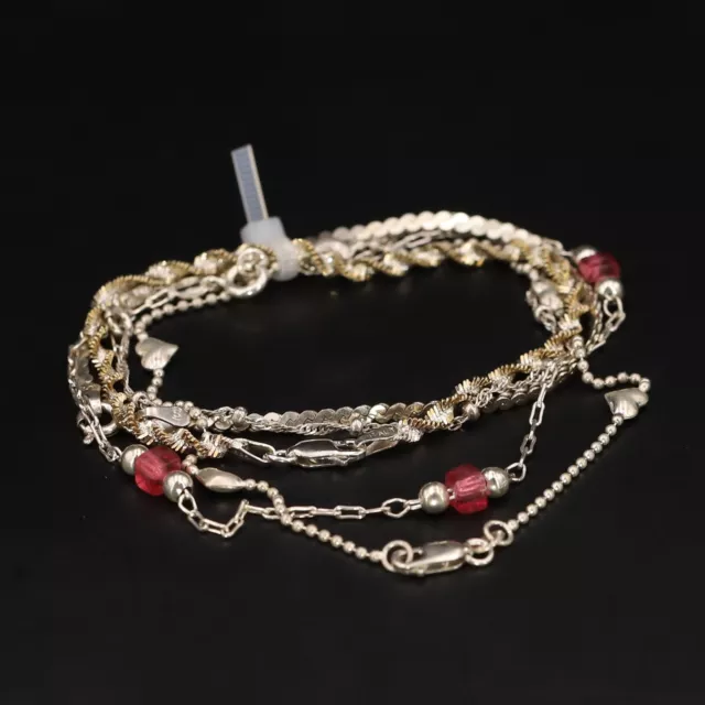 Sterling Silver - Lot of 5 Assorted Bead Rope Herringbone Chain Bracelets - 12g