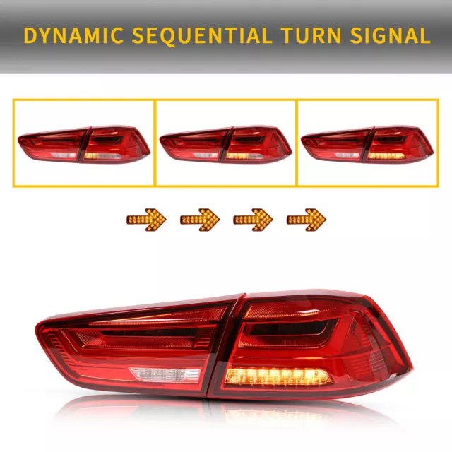 Paar LED Rücklicht Für 2008-2017 Mitsubishi Lancer EX EVO w/Sequential Singal 3