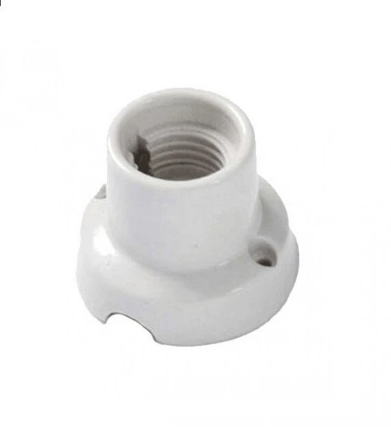 PORTA LAMPADE PORTA Lampada E27 In Porcellana Base Dritta Da Parete