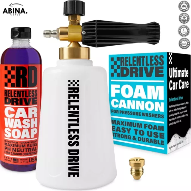 Pressure Washer Foam Cannon Kit with Car Wash Soap - Car Wash Foam Gun - Washer