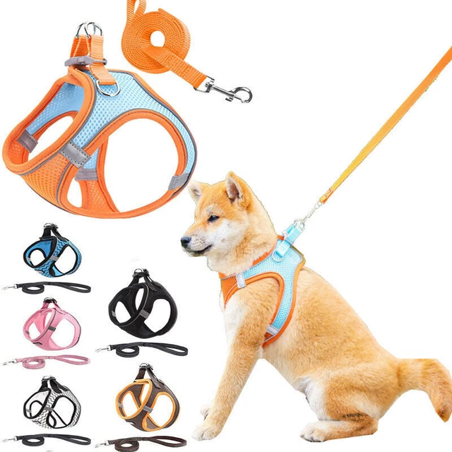 Dog Harness Leash Set Soft Reflective Adjustable Cat No Pull Puppy Pet Mesh UK