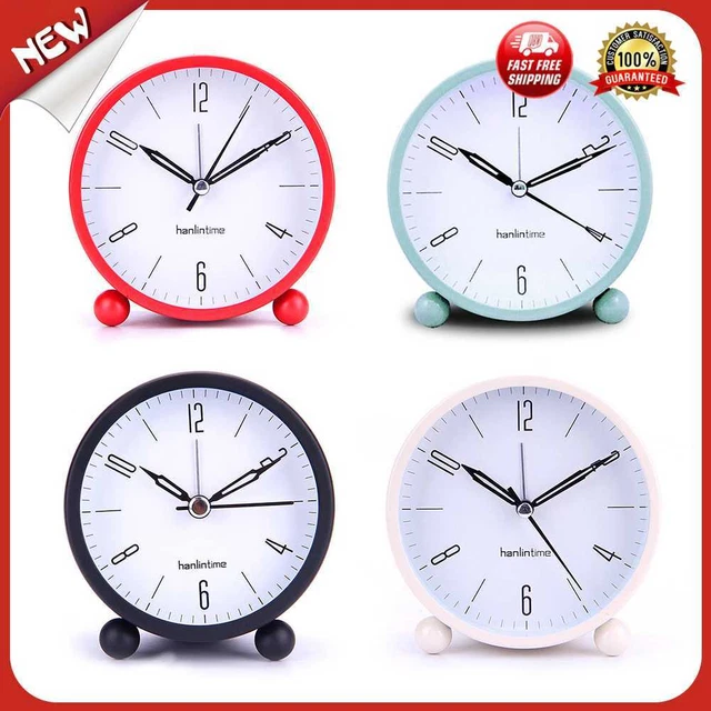 es Metal Clock Round Luminous Small Alarm Clock Fashionable Bedroom Bedside Deco