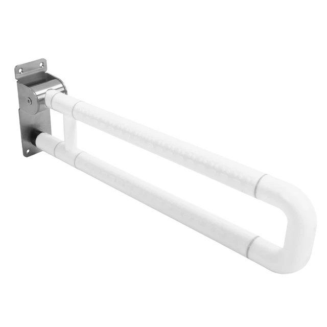 (White)Foldable Toilet Grab Bar Handles Prevent Slip Flip Up Grab Arm Hand Gr HD