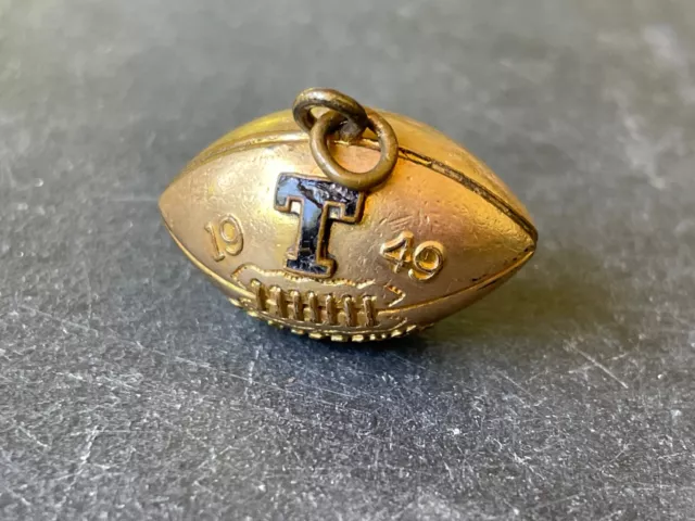 1940's Football Champions Award Charm Pendant 1/15 10K Yellow Gold Filled T Team