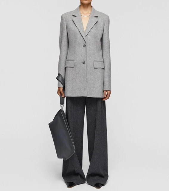 Joseph Pure Wool Grey Tailored Jacket City Overcoat Straight Fit Classic