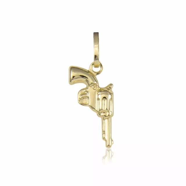 14K Yellow Gold Revolver Gun Pendant - Handgun Pistol Firearm Necklace Charm Men