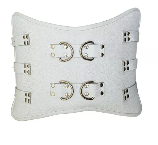 Corsetto bondage da uomo 100% vera pelle di mucca resistente corsetto maschio bianco Cincher