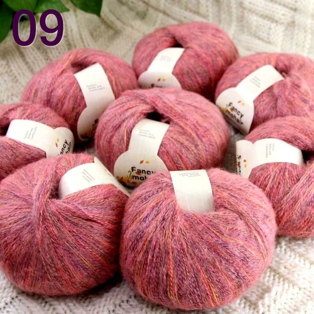 Sale 8 SkeinsX50gr Fluffy Soft MOHAIR Rainbow Shawls Hand Knit Crochet Yarn 09