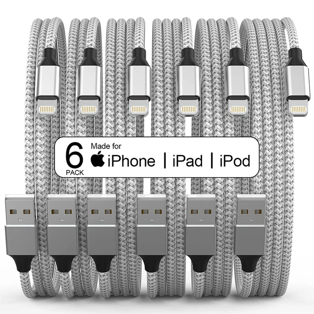[Apple Mfi Certified] 6Pack 3/3/6/6/6/10 FT Iphone Charger Long Lightning Cable