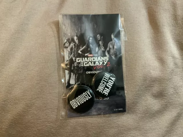 Guardians of the Galaxy Vol. 2 Theater Button Pins "Obviously"& "You're Welcome"